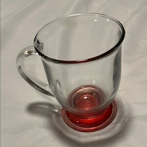 Vintage Anchor Hocking Glass Mug with Red Base Festive Fancy Made in USA